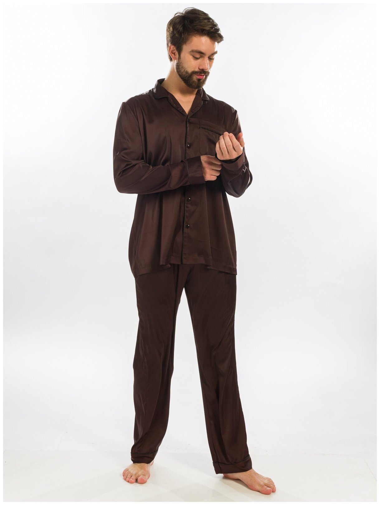 Пижама мужская Nicole Home размер XL коричневая - фотография № 1