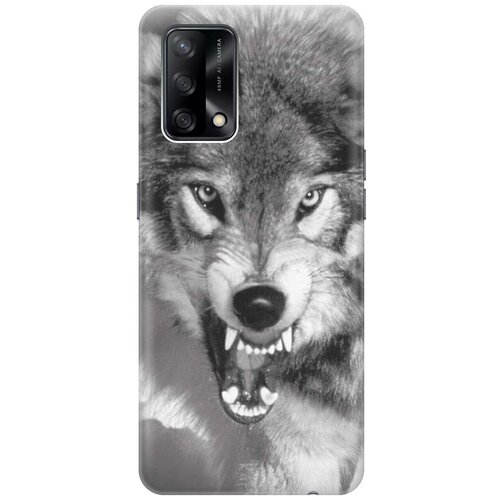 фото Ультратонкий силиконовый чехол-накладка для oppo a74 с принтом "волчий оскал" gosso