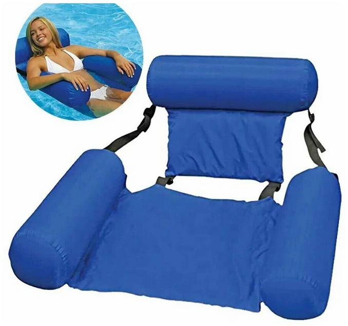 Надувной шезлонг кресло inflatable floating bed синий TOPSTORE - фотография № 2