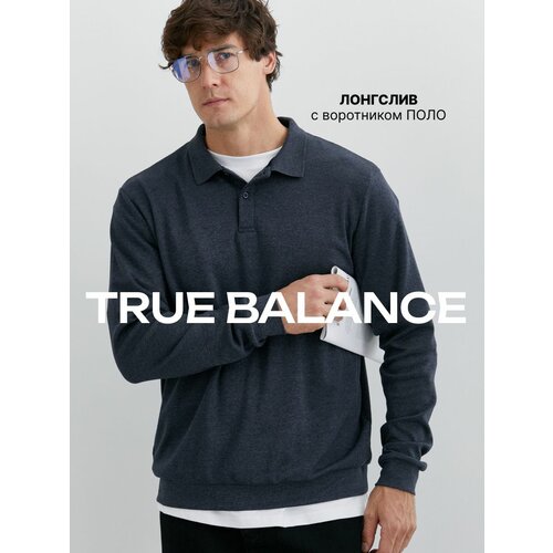фото Лонгслив true balance, размер xxl, , темно-синий меланж