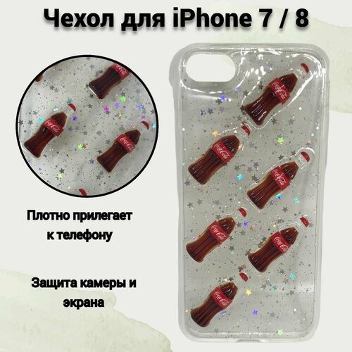 Чехол защитный для iPhone 7/8, прозрачный (Кока-кола)