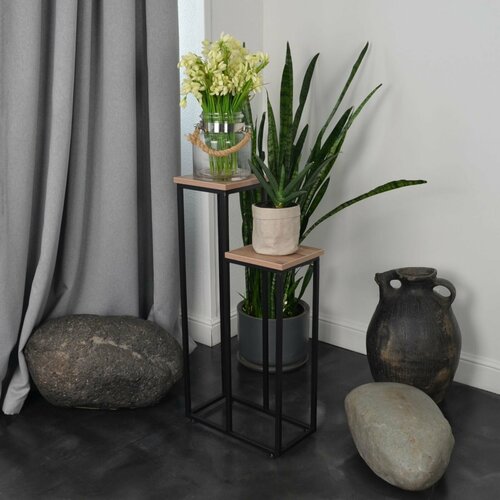 Подставка для цветов напольная металлическая лофт 2-полочная 6400₽