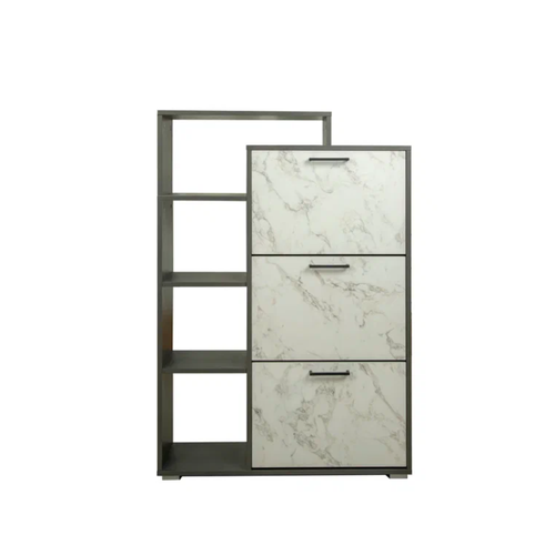 Тумба под обувь Олимп Фиеста-8 Диамант серыймрамор белый 9561₽