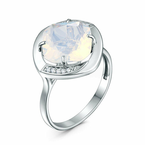 Кольцо Яхонт, серебро, 925 проба, фианит, кристалл, размер 16, бежевый, бесцветный