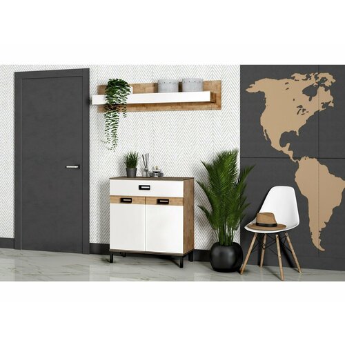 Прихожая комплект 4 Серия 3, дуб харбор золотой/белый