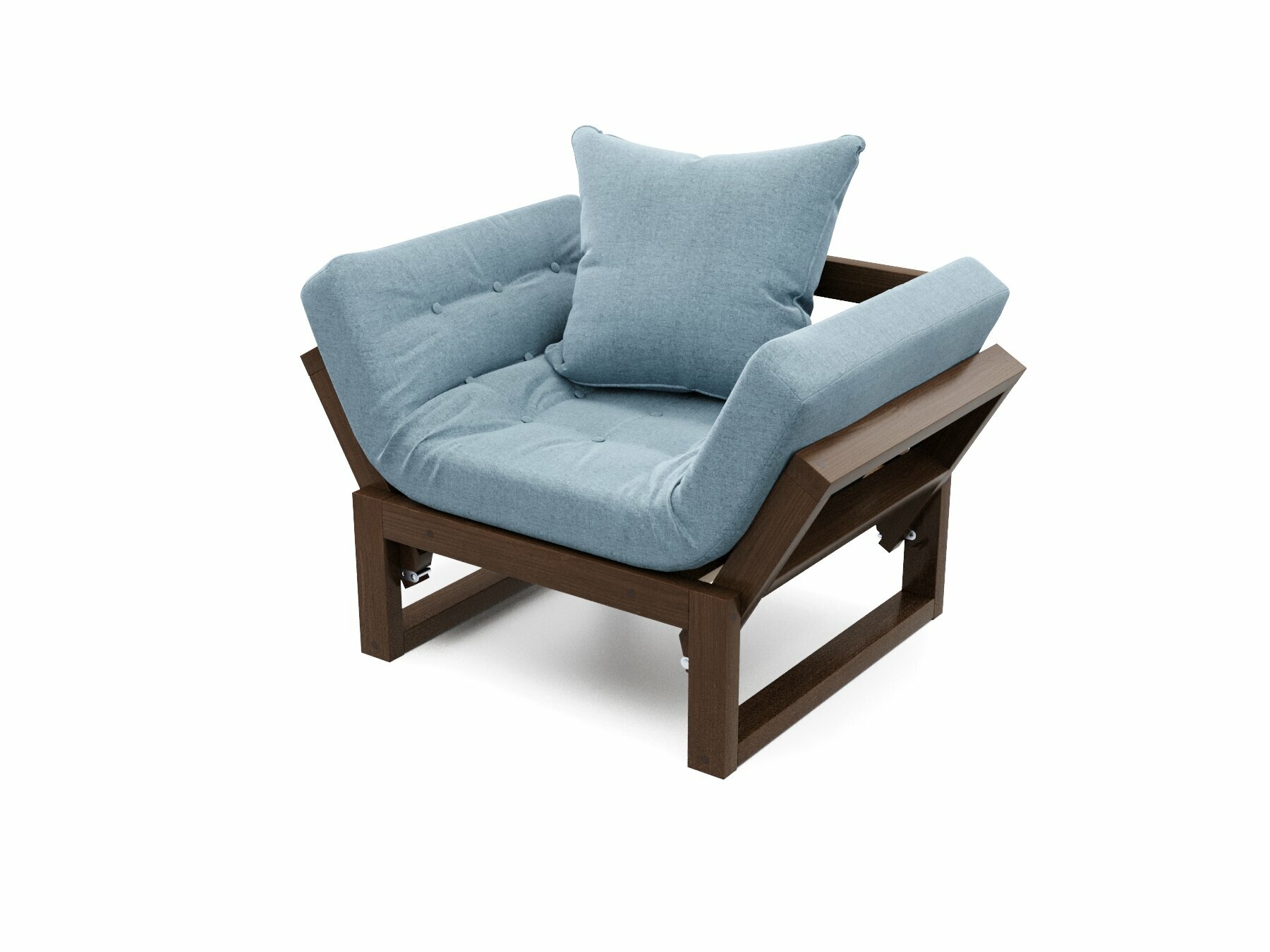 Садовое кресло амбер-с, синяя-орех, рогожка, деревянное, мягкое, для дачи, для кафе и бара, на веранду, в террасу, для бани