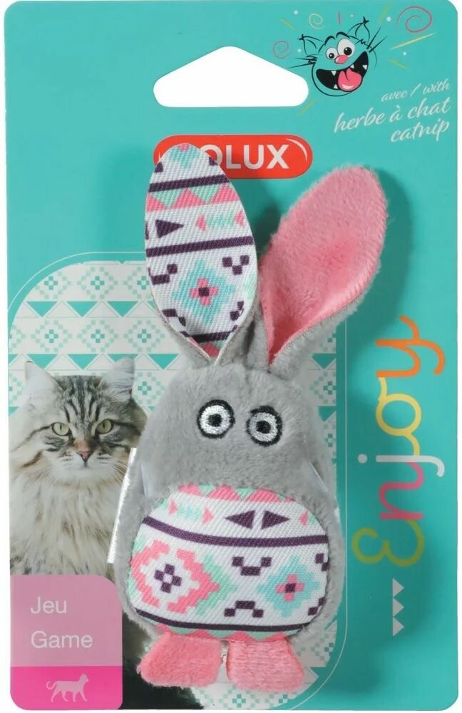 Zolux игрушка для кошек с кошачьей мятой кролик из капусты (Серый) - фото №5