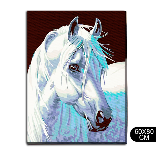Картина интерьерная на холсте Животные белая лошадь пони - 72 В 80x60 1690₽
