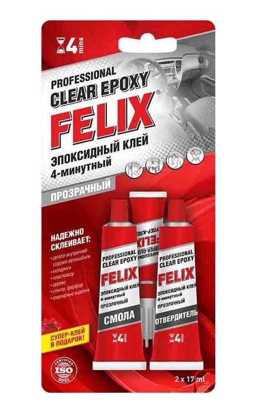 Клей эпоксидный FELIX двухкомпонентный 34 г 411040064