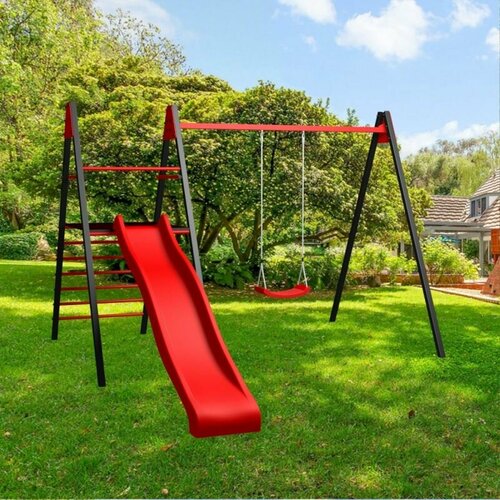 Уличные качели Sv Sport Maxi (рама + качели пластиковые + комплект горка Sv Sport Махi) Длина:2,4 м Щит баскетбольный: Нет