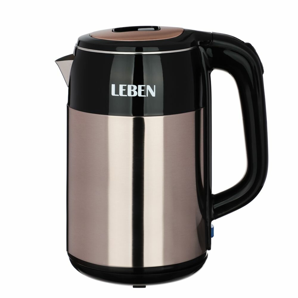 фото Чайник электрический, 2 л, 1500 Вт, металл, пластик, бесшовная колба, двойные стенки, 220-240 В