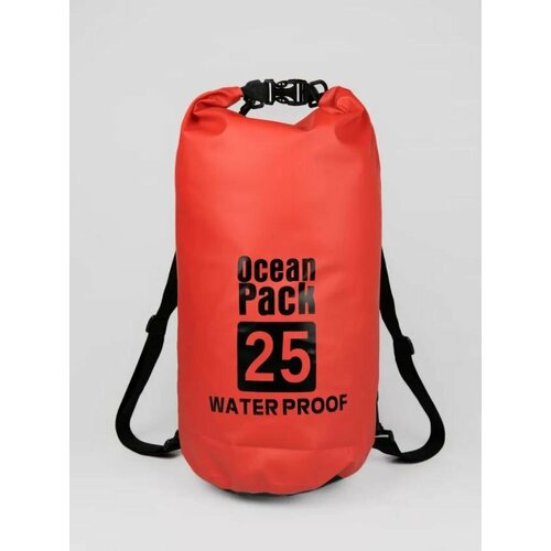 Водонепроницаемый прорезиненный гермомешок для отдыха на природе красный 25 Л
