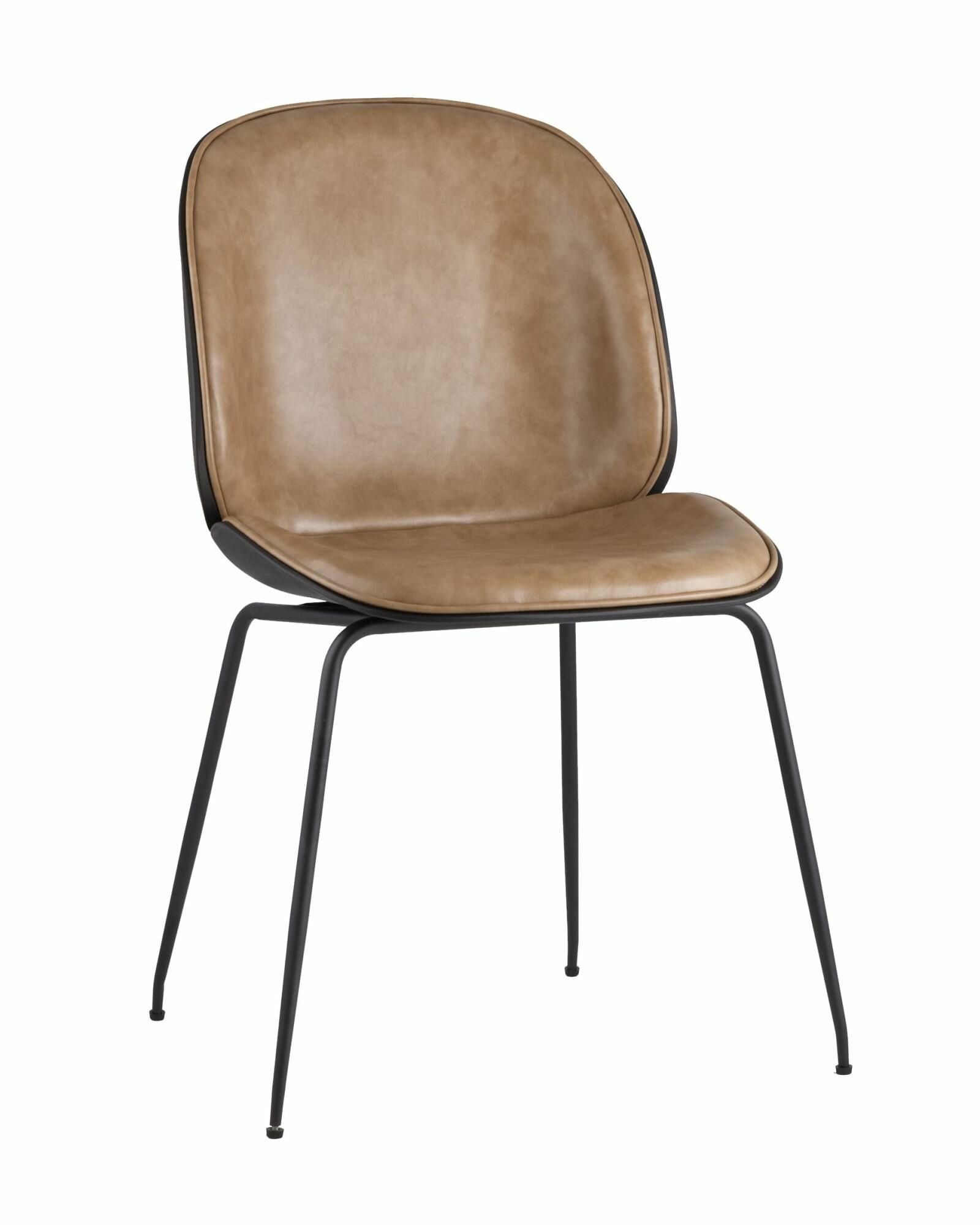 Стул Beetle STOOL GROUP бежевый, экокожа, металл, мягкое сиденье, без подлокотников