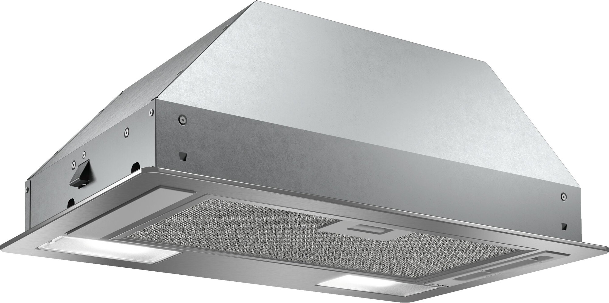 Встраиваемая вытяжка BOSCH DLN53AA50 Serie 2, 53 см, LED-освещение, отвод до 300 м³/час, уровень шума до 62 ДБ, механическое управление, нержавеющая сталь, серебристая