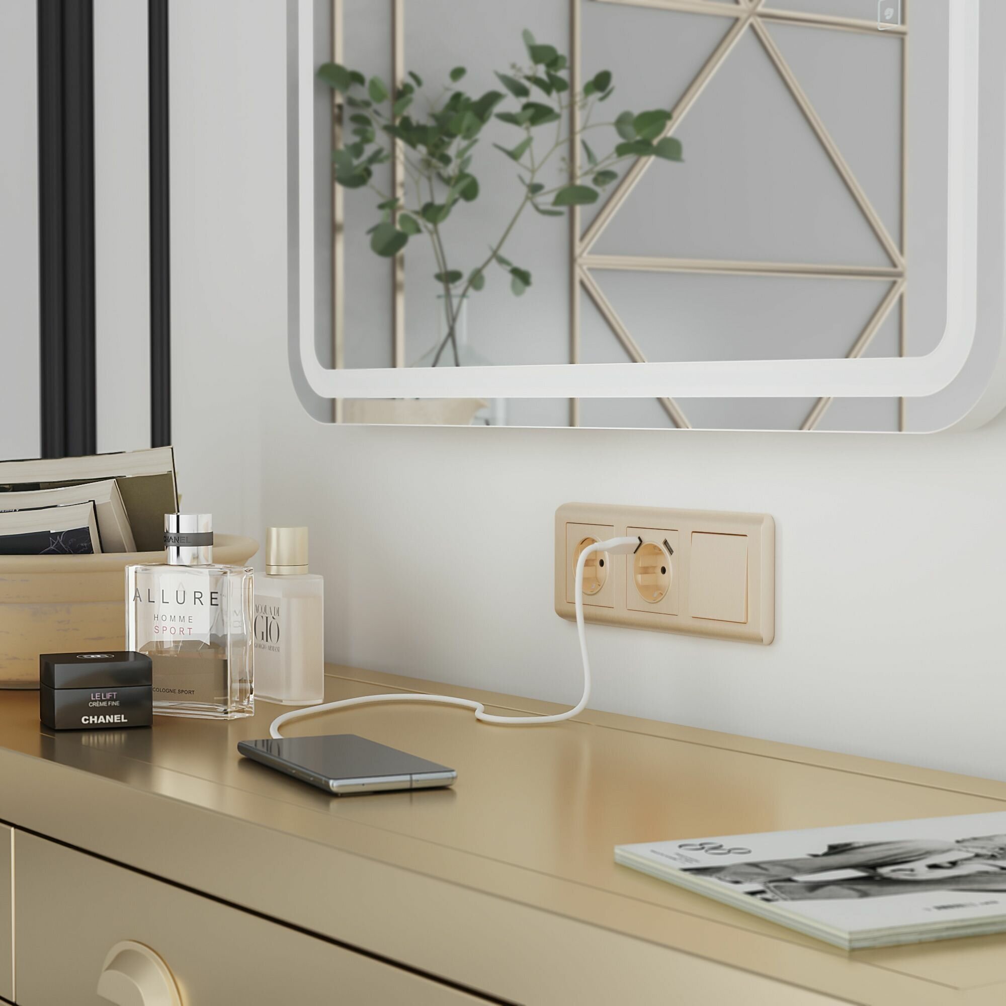 Рамка на 3 поста Werkel Stream Шампань) — фото 1