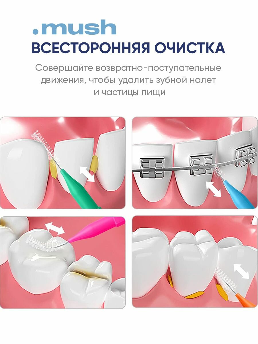 Ершики Межзубные Ершики межзубные 0,4 мм, зубной ершик для брекетов и чистки зубов 100 шт.