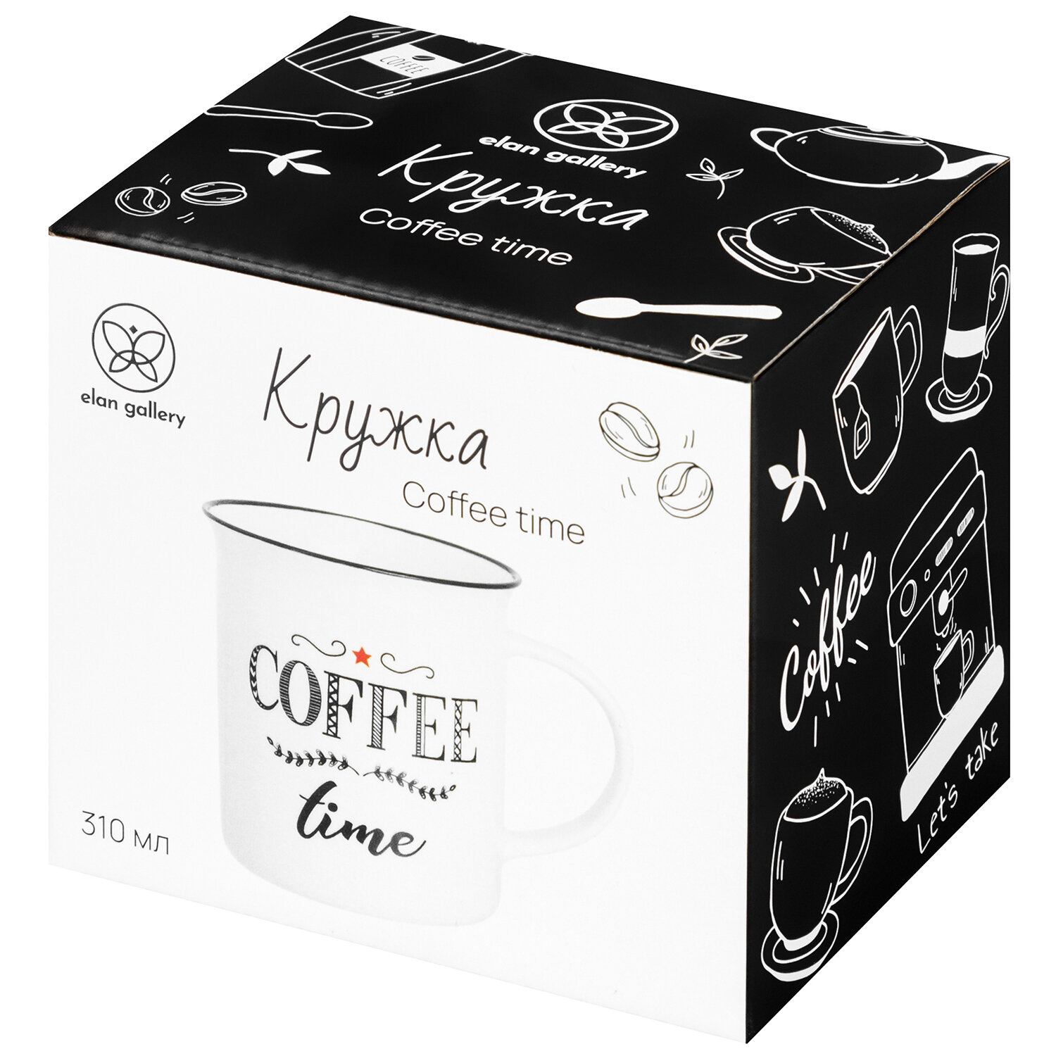 Кружка, чашка для чая, кофе 310 мл Elan Gallery 10,7*7,5*9 см "COFFEE TIME" — фото 1