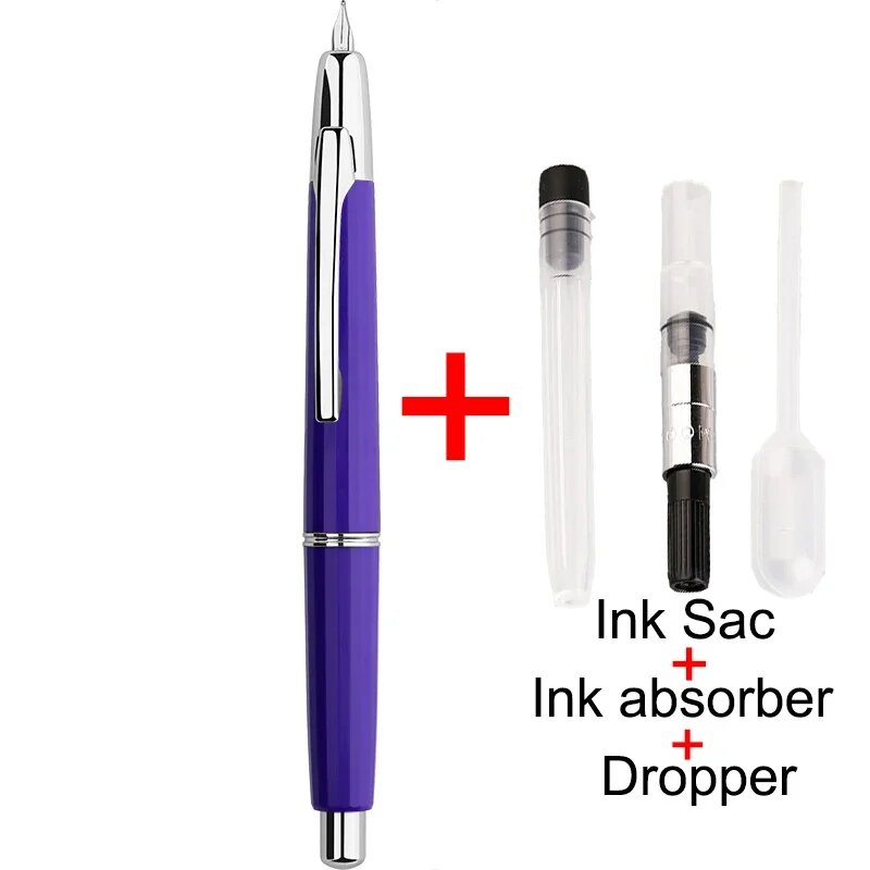MAJOHN A2 Пресс-ручка из смолы перо EF 04 мм Purple(Silver Clip) EF(0.38mm)