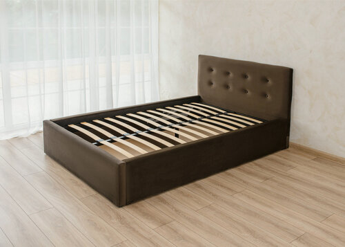 Изображение товара Кровать Роза Велюр Кофе с матрасом Классик (17 см), 120х200 см