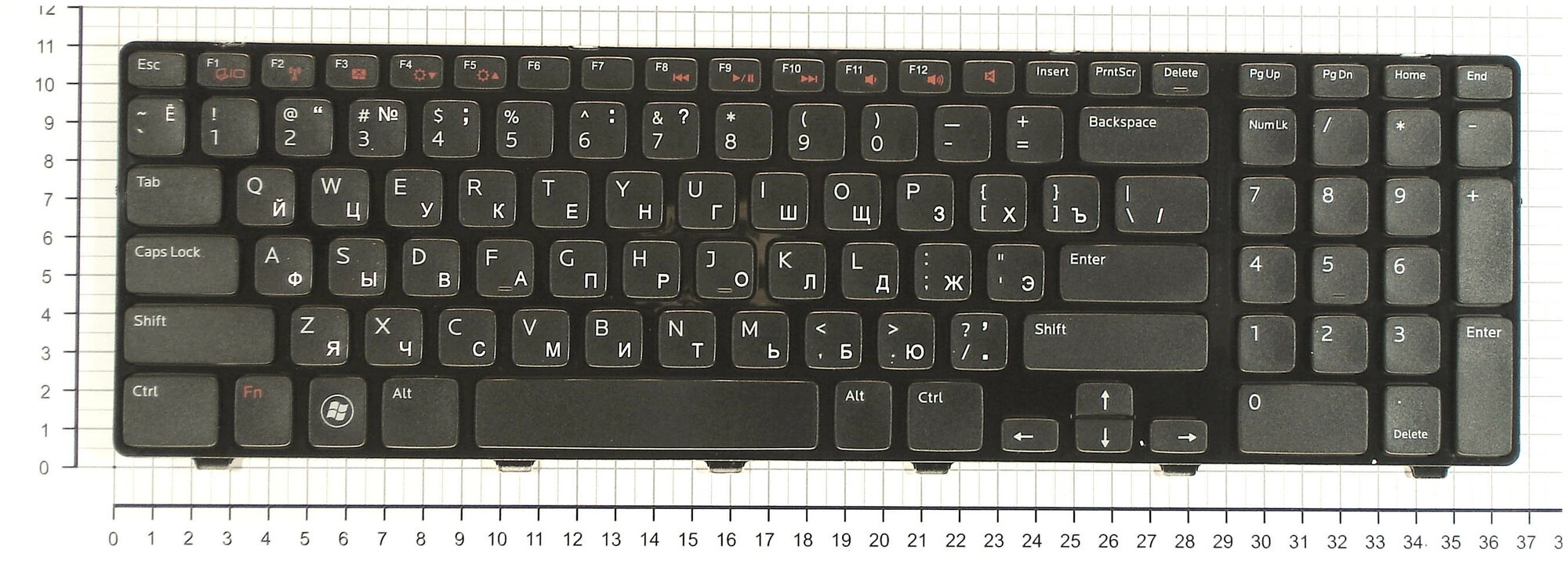 Клавиатура для ноутбука Dell 027J7P русская черная с черной рамкой