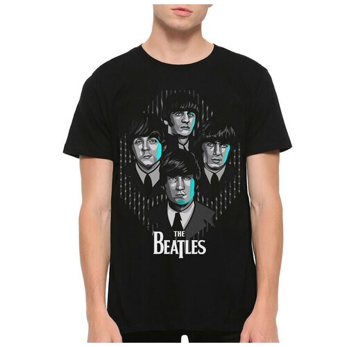 Футболка Design Heroes Группа The Beatles Мужская Черная 3XL