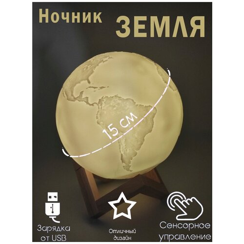 Светильник ночник Земля 15 см.