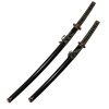 Набор самурайских мечей на подставке, 2 шт. Черные ножны D-50012-2-BK-KA-WA - изображение