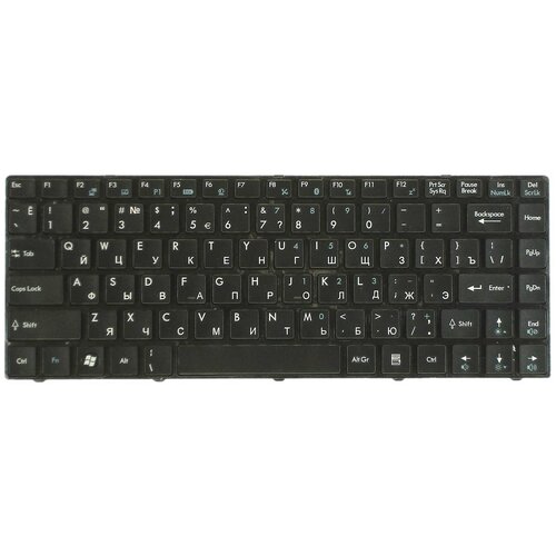 Клавиатура для ноутбука MSI Megabook CR400 CR420 CX420 EX400 EX460 Series Плоский Enter Черная без рамки PN V103522AK1 1423₽