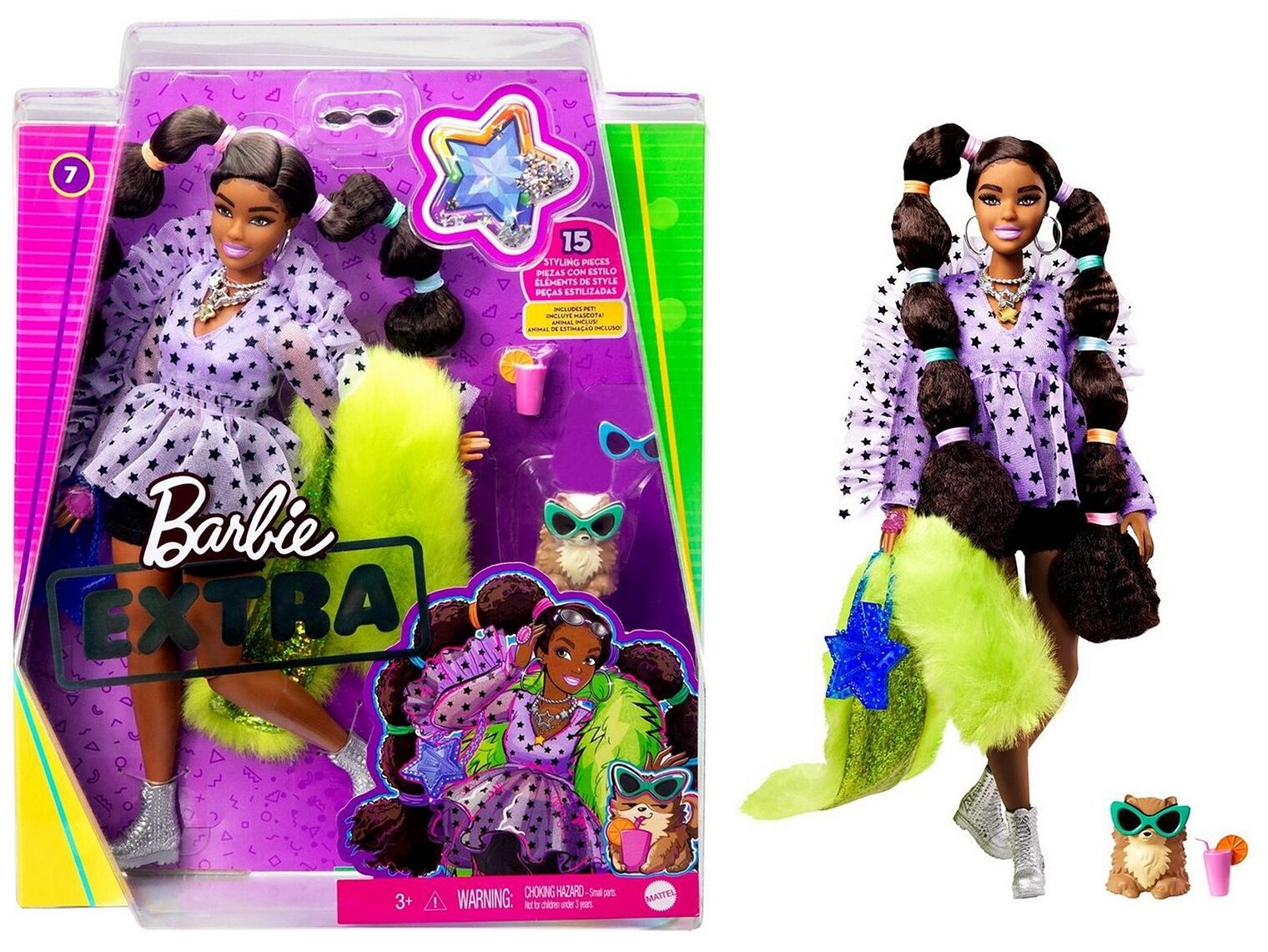 Barbie Кукла Экстра с переплетенными резинками хвостиками - фото №7