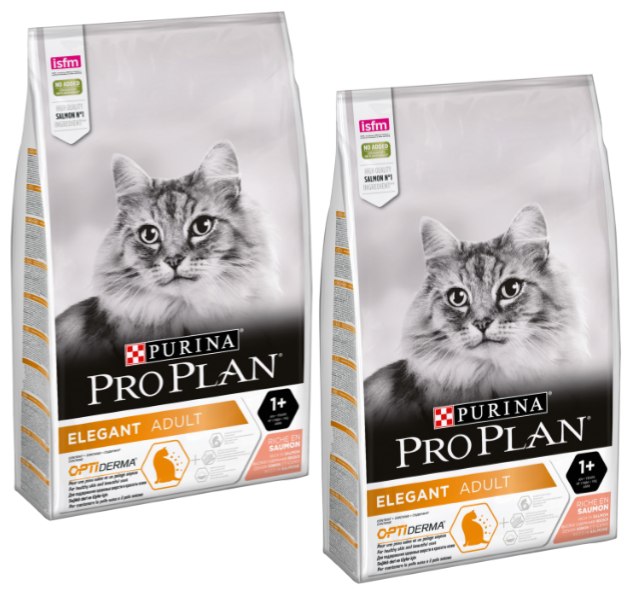 PRO PLAN CAT ELEGANT для взрослых кошек с чувствительной кожей с лососем (10 + 10 кг)