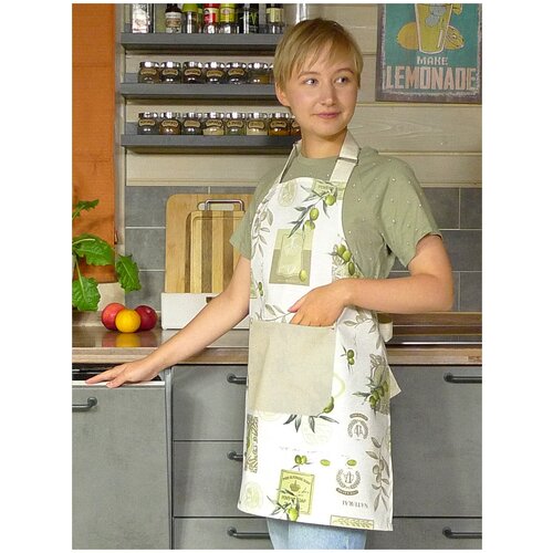 Фартук кухонный Maifon Оливки водоотталкивающий с тефлоновым покрытием, фартук поварской, унисекс