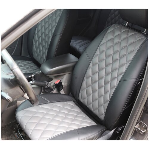 Чехлы из экокожи Хендай Солярис 2 - КИА Рио 4, годы выпуска с 2017 +