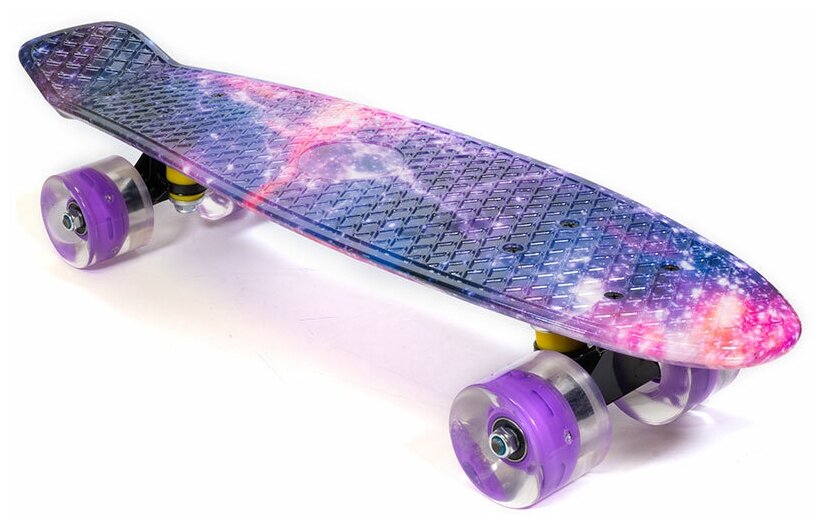 Скейтборд Lmai тип PENNYBOARD "Фиолетовый космос", светящиеся колеса