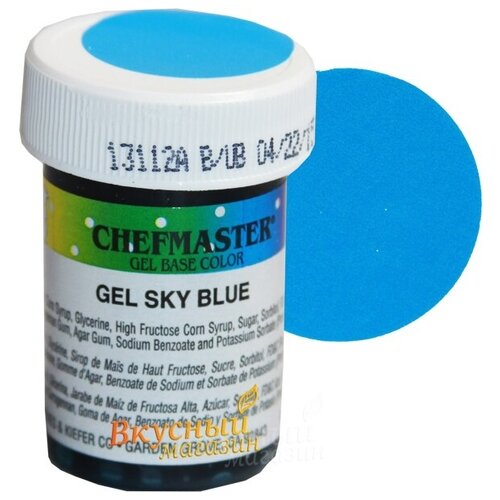 Краска Голубое небо гелевая концентрир. Sky Blue Chefmaster, 28 гр.