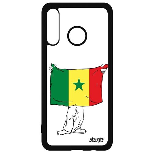 фото Красивый чехол на смартфон // huawei p30 lite // "флаг сенегала с руками" дизайн туризм, utaupia, белый