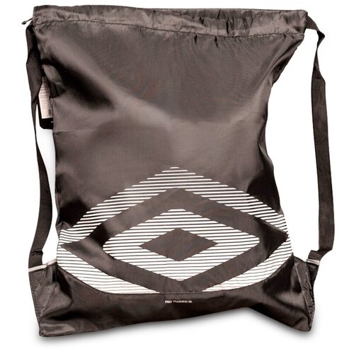 Рюкзак-мешок для обуви Umbro Pro Training 2.0 Gymsack. Мешок для сменки и экипировки с лямками из шнурка, черно-белый, 10 литров, 35 х 1 х 43 см
