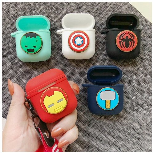 фото Защитный чехол mypads для apple airpods зарядки защитный рукав чехол анти- потерянный анти- падения комплект творческий стиль силикагель мстители (красный)