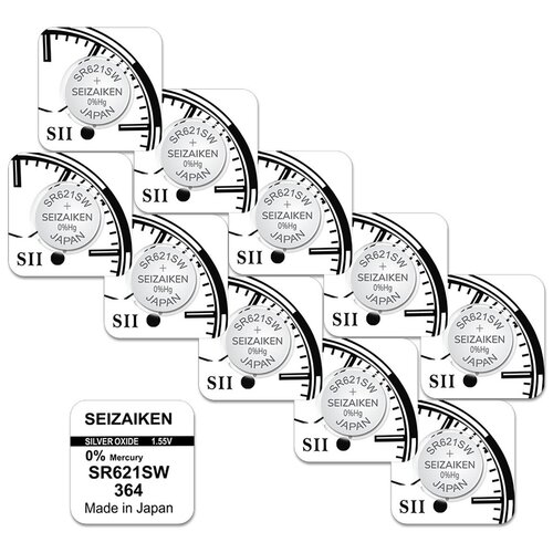 Батарейка Seizaiken 364 (SR621, SR60, LR621, AG1), 10 шт. 50pcs watch battery ag1 1 55v 364 sr621sw lr621 621 lr60 cx60 alkaline button coin cell batteries drop shipping