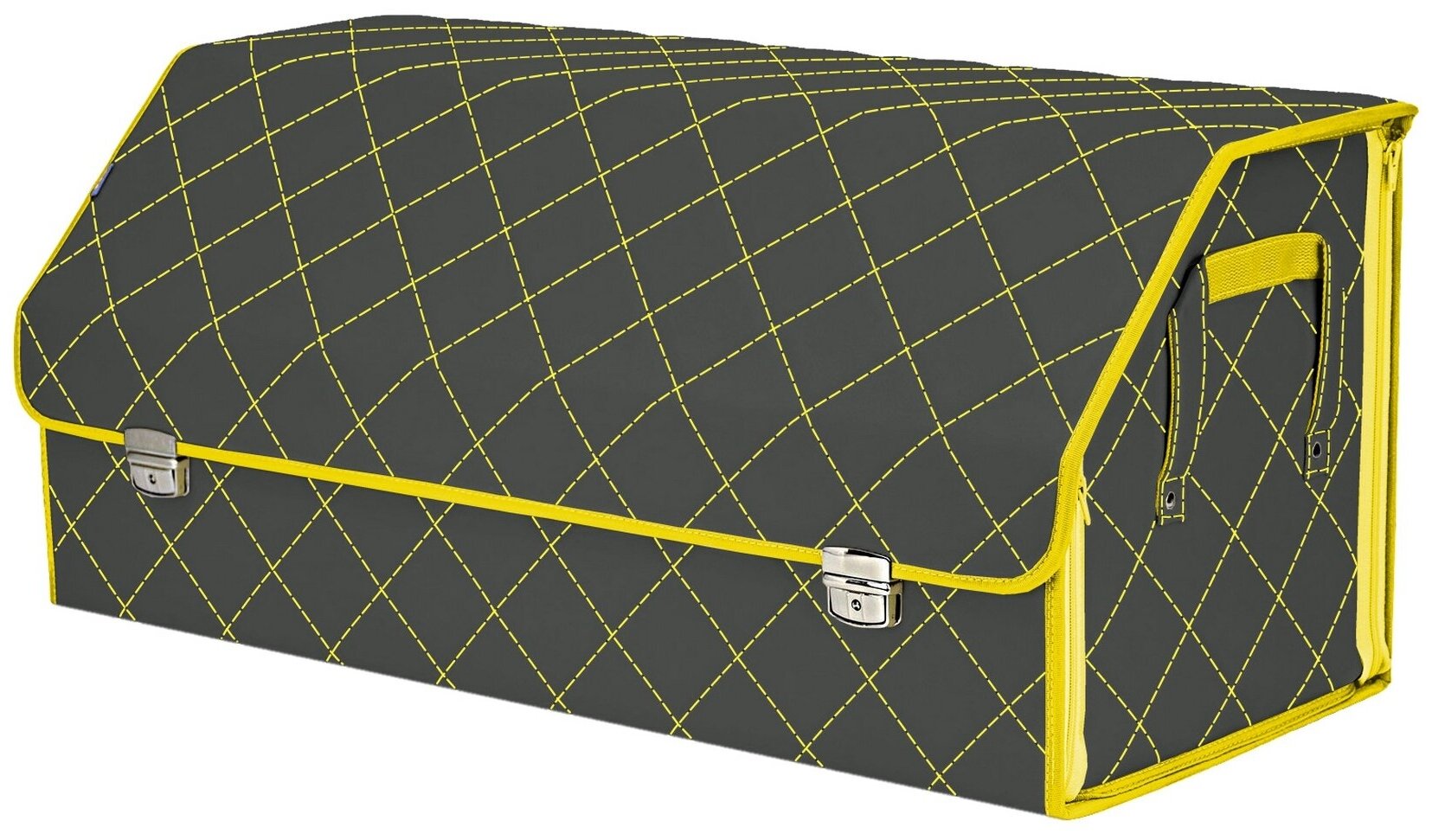 Органайзер-саквояж в багажник "Союз Премиум" (размер XXL). Цвет: серый с желтой прострочкой Ромб.