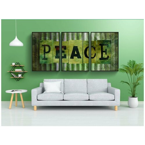 фото Набор модулных постеров для интерьера "мир, зеленый, знак" 60x90 см. в тубусе, без рамки lotsprints