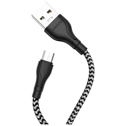 Borofone USB - MicroUSB BX39 Beneficial, 1 м, 1 шт., черный/белый кабель borofone usb microusb bx39 beneficial 1 м 1 шт черный красный