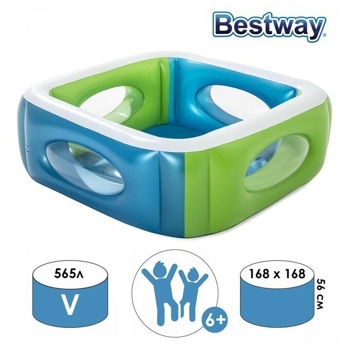 Бассейн с окнами 168 х 168 х 56 см, Bestway, 51132 - фотография № 10