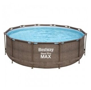Каркасный бассейн Bestway Steel Pro MAX «Ротанг» d366х100 см, 9150 л, фильтр, лестница