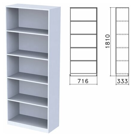 Шкаф (стеллаж) "Бюджет", 716х333х1810 мм, 4 полки, серый, 402651-030