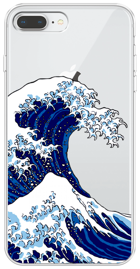 Силиконовый чехол на Apple iPhone 8 Plus / Айфон 8 Плюс "Волна в Канагаве", прозрачный