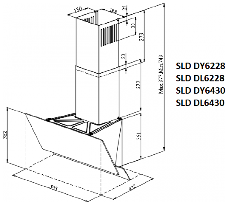 Вытяжка наклонная Schaub Lorenz SLD DY6430 60 3 скорости черное стекло