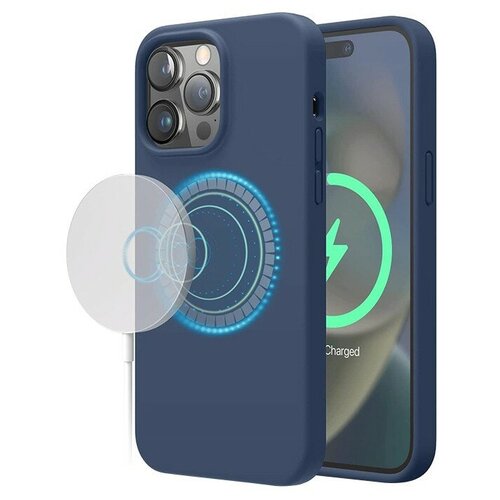 чехол для айфона momax silicone 2 0 shock resistant с magsafe для iphone 14 pro msap22mb синий Чехол Elago MagSafe Soft silicone case для iPhone 14 Pro, цвет Синий (ES14MSSC61PRO-JIN)