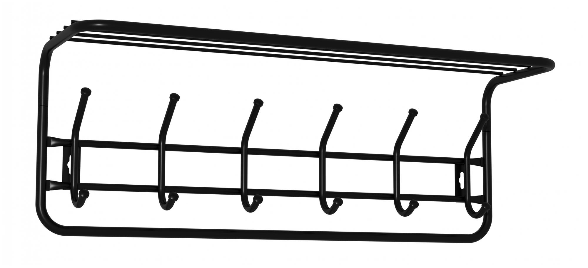 Вешалка с полкой 80см черн. 6крюч. ВСП 7Ч 725х22