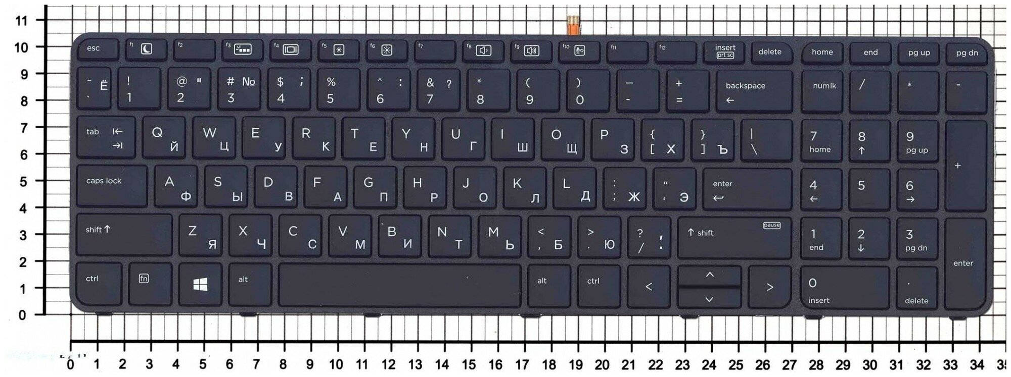 Клавиатура для ноутбука HP ProBook 450 G4 черная с черной рамкой и подсветкой 1910₽