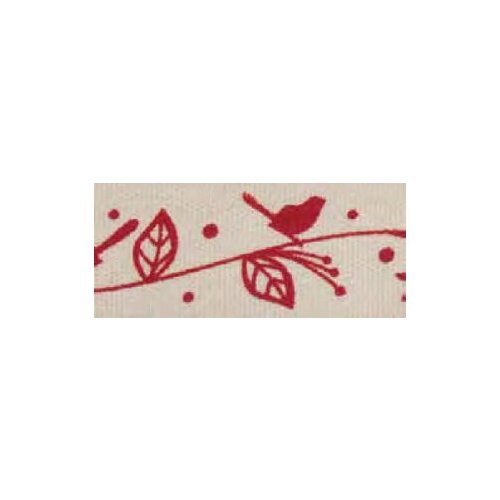 фото Лента хлопковая на картонной мини- катушке птички на ветке hemline 1 мини- рулон (5м) ( vr15.065 )